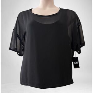 DKNY Women's Chiffon Short-Sleeve Top, NWT! Size XL